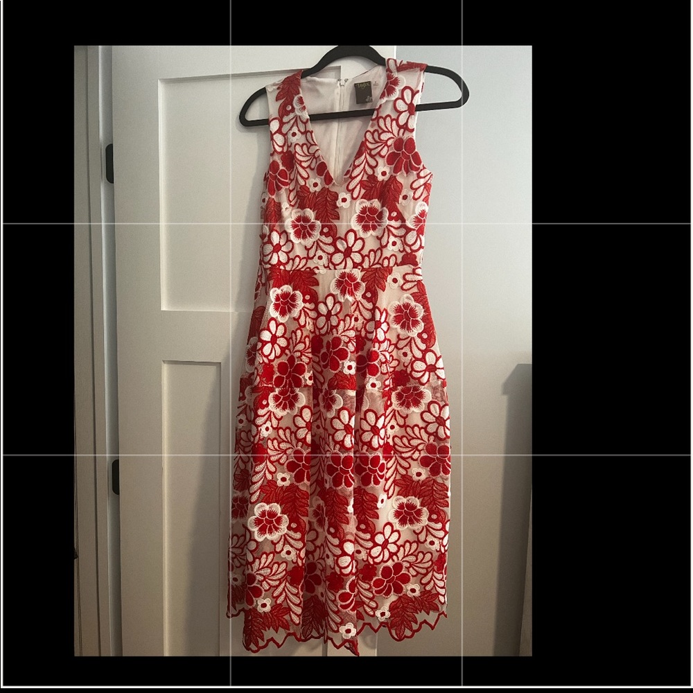 Red Floral Dress! Size 2 worn 1 time!